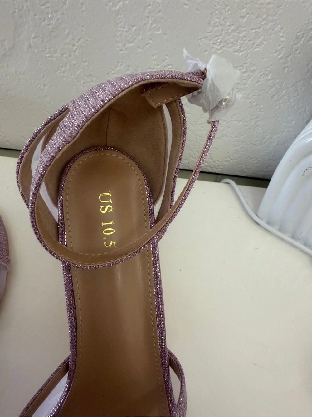 Shimmering Pink Ankle-Strap Stiletto Sandal